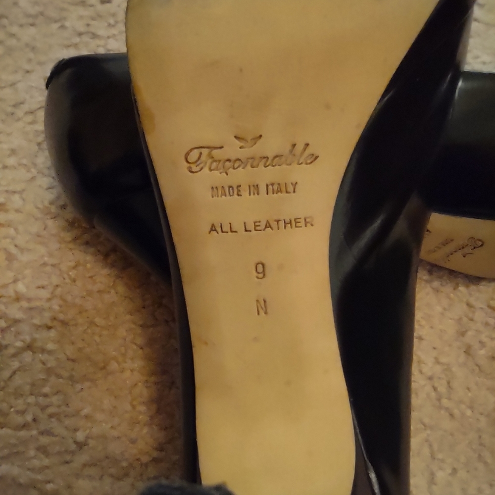 Faconnable Leather Dress Pumps Size 9N - Picture 2 of 8